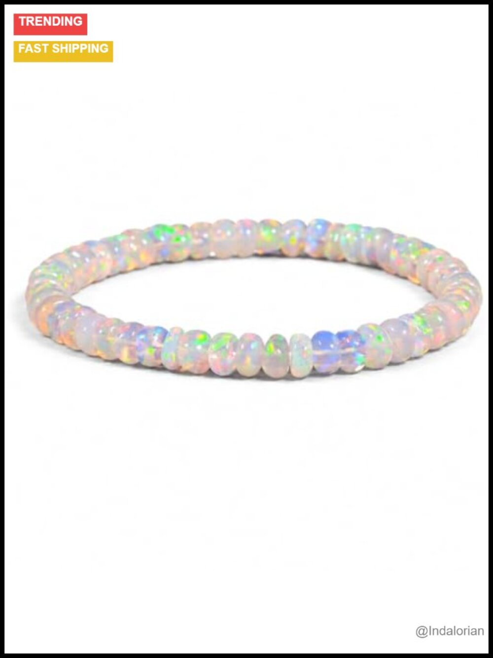 Natural Ethiopian Welo Fire Opal Stretch Bracelet 4mm Rondelle Beads, Smooth,